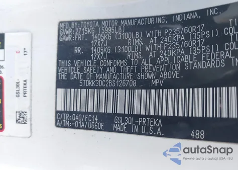 2011 Toyota Sienna Le V6 from USA, damaged, VIN 5TDKK3DC2BS126708